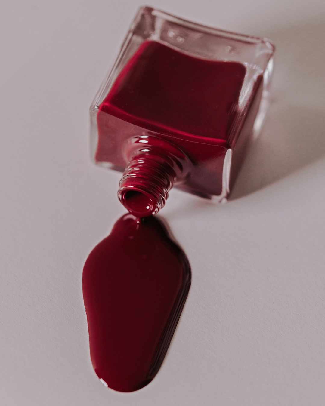 Red nail polish for manicures and pedicures.