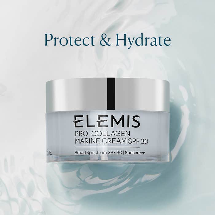 Elemis Pro-Collagen Marine Cream SPF 30 product image with benefit. 