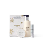 Elemis skincare products including a bottle, cream, and packaging on a white background