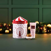 Guinot skincare products with a festive background